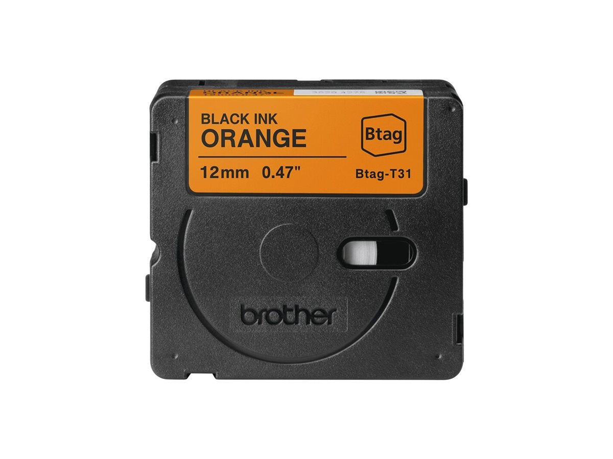 BROTHER 12MM BTAGT31 Ribbon Black on Orange