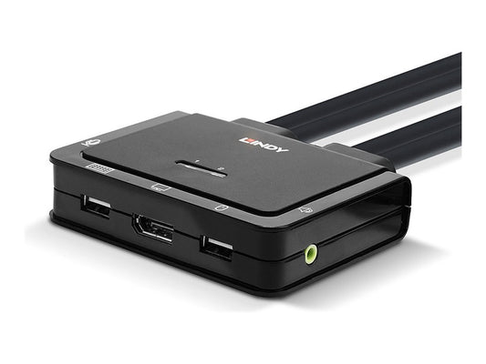 LINDY 2 Port DisplayPort 1.2 USB Type C USB 2.0 & Audio Cable KVM Switch