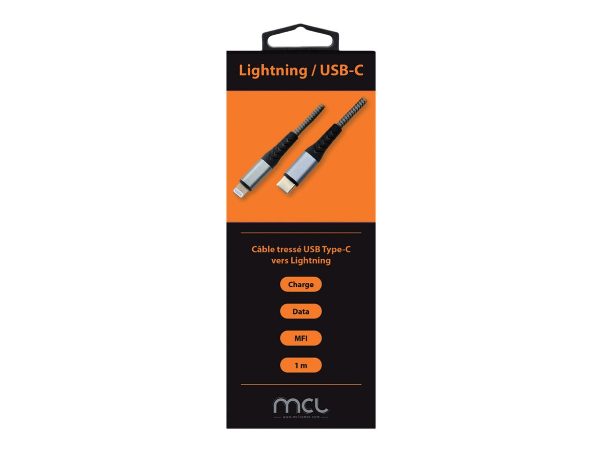 MCL Câble tressé USB Type-C vers Lightning Certifié MFI - 1m
