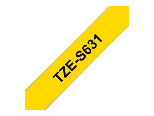 BROTHER P-TOUCH TZE-S631 noir sur jaune  12mm extra gluey