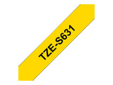 BROTHER P-TOUCH TZE-S631 noir sur jaune  12mm extra gluey