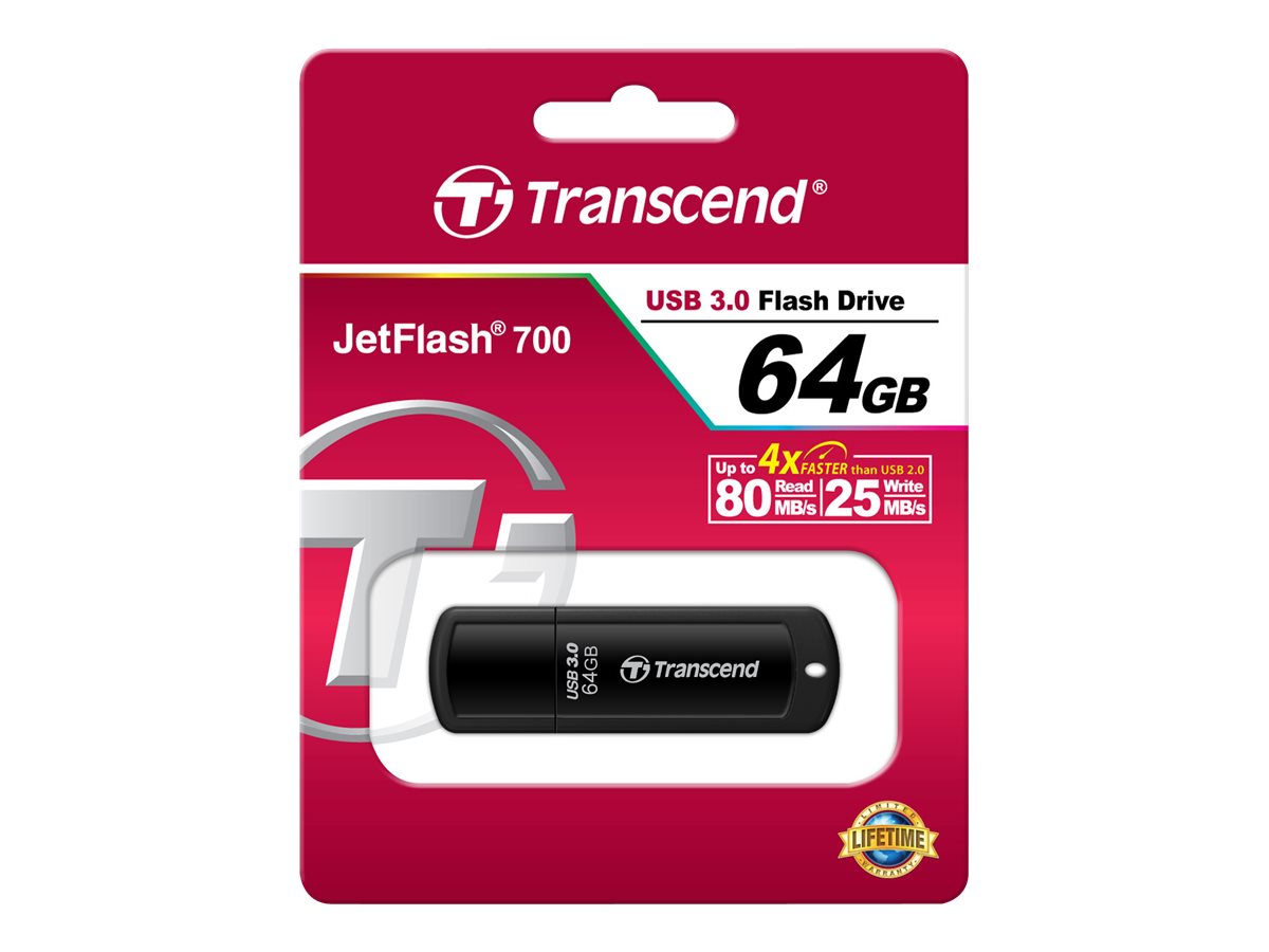 TRANSCEND 64Go Clé USB USB3.1 Gen1 - Classique - Noir