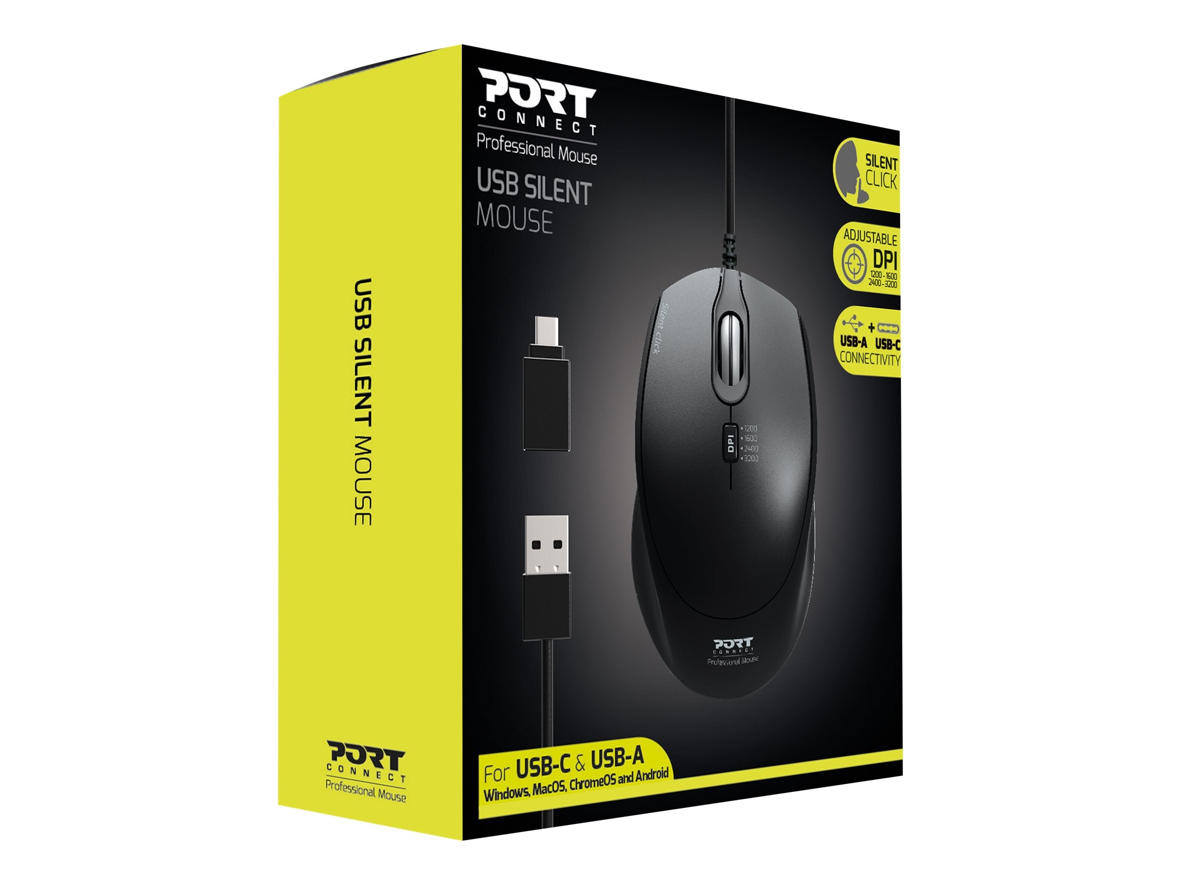 PORT DESIGNS Mouse Office Pro Silent Wired - Black