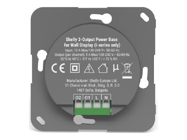SHELLY Wall Display i-Series 2-Output Power Base