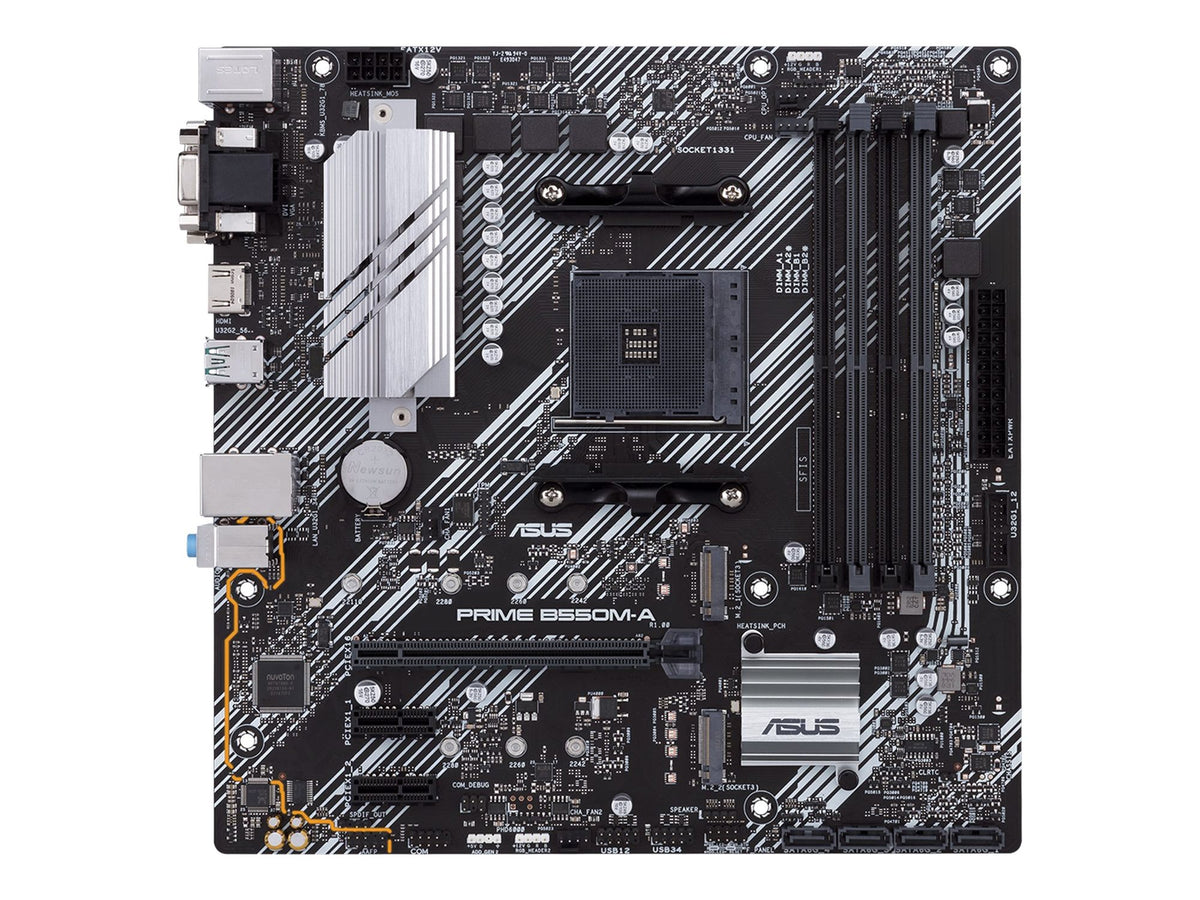 ASUS PRIME B550M-A mATX MB dual M.2 PCIe 4.0 1Gb Ethernet HDMI/D-Sub/DVI SATA 6Gbps USB3.2 Gen 2 Type-A