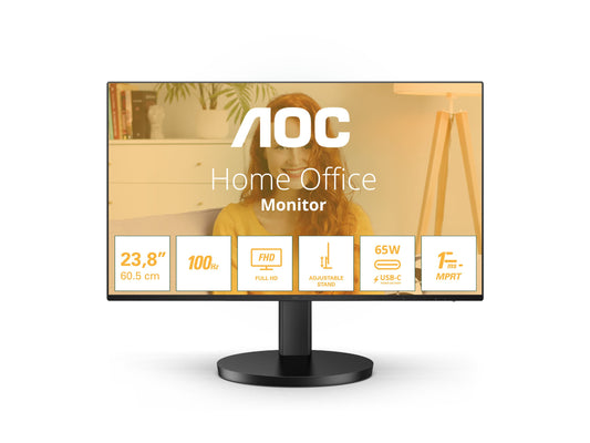 AOC 27B3CF2 27" - 1920 x 1080 Full HD (1080p) @ 100 Hz - IPS - 250 cd/m² - 1300:1 - 1 ms - HDMI, USB-C - haut-parleurs - noir