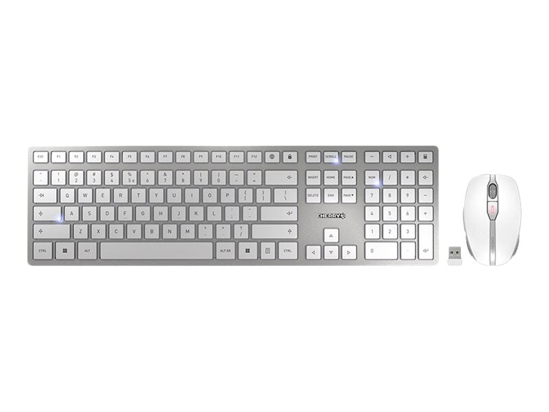 CHERRY DW 9100 Slim Wireless Keyboard and Mouse Silver/White (EU)