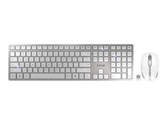 CHERRY DW 9100 Slim Wireless Keyboard and Mouse Silver/White (EU)