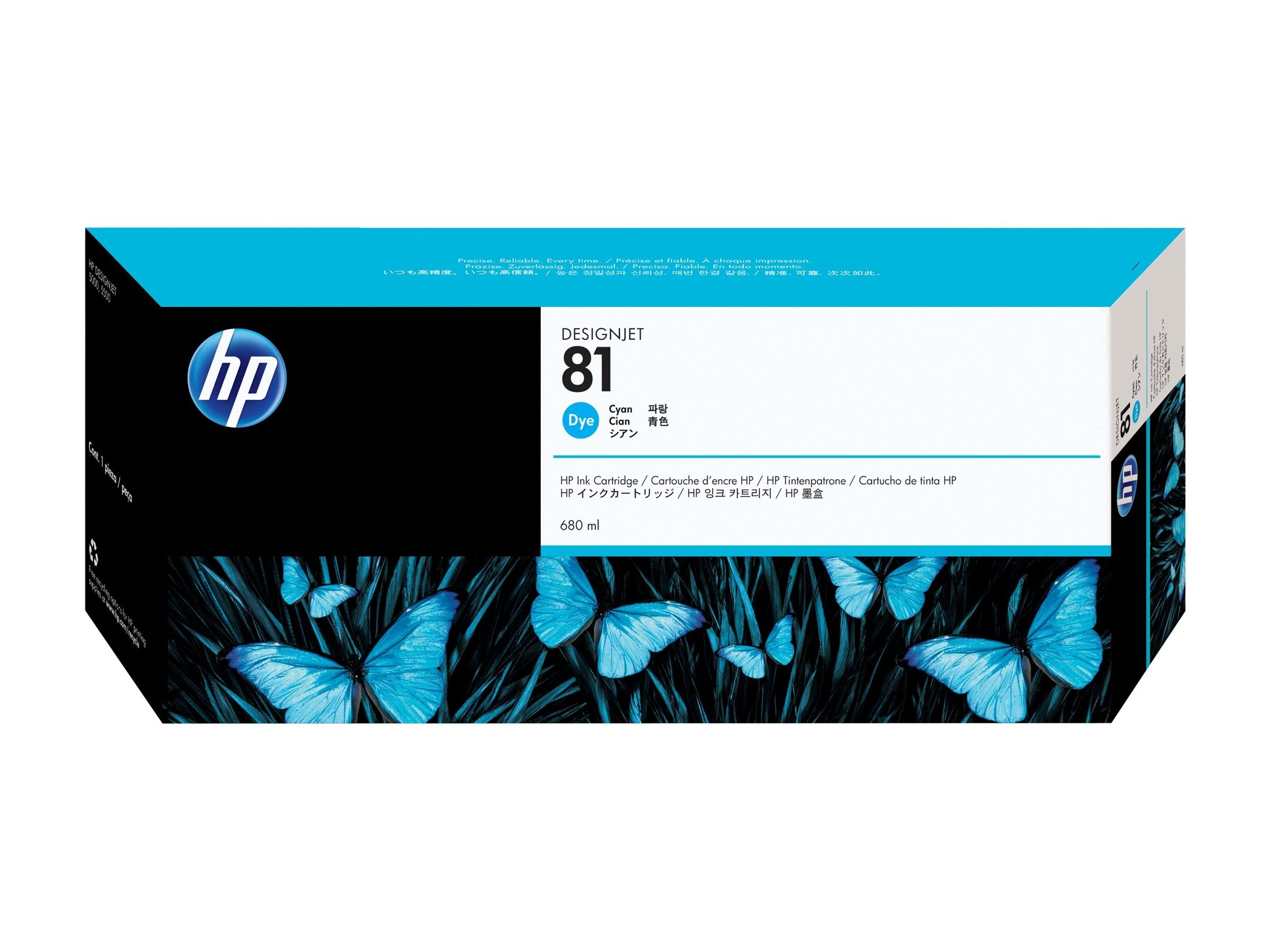 HP 81 original dye Ink cartridge C4931A cyan standard capacity 680ml 1-pack
