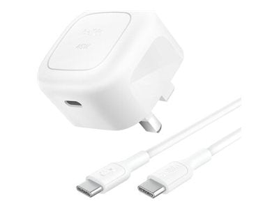 BELKIN 45W USB PD Wall Charger with PPS WHT w/ 1m 3aMP PVC C-C Cable
