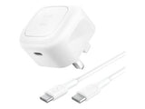 BELKIN 45W USB PD Wall Charger with PPS WHT w/ 1m 3aMP PVC C-C Cable