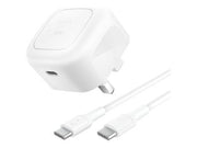 BELKIN 45W USB PD Wall Charger with PPS WHT w/ 1m 3aMP PVC C-C Cable