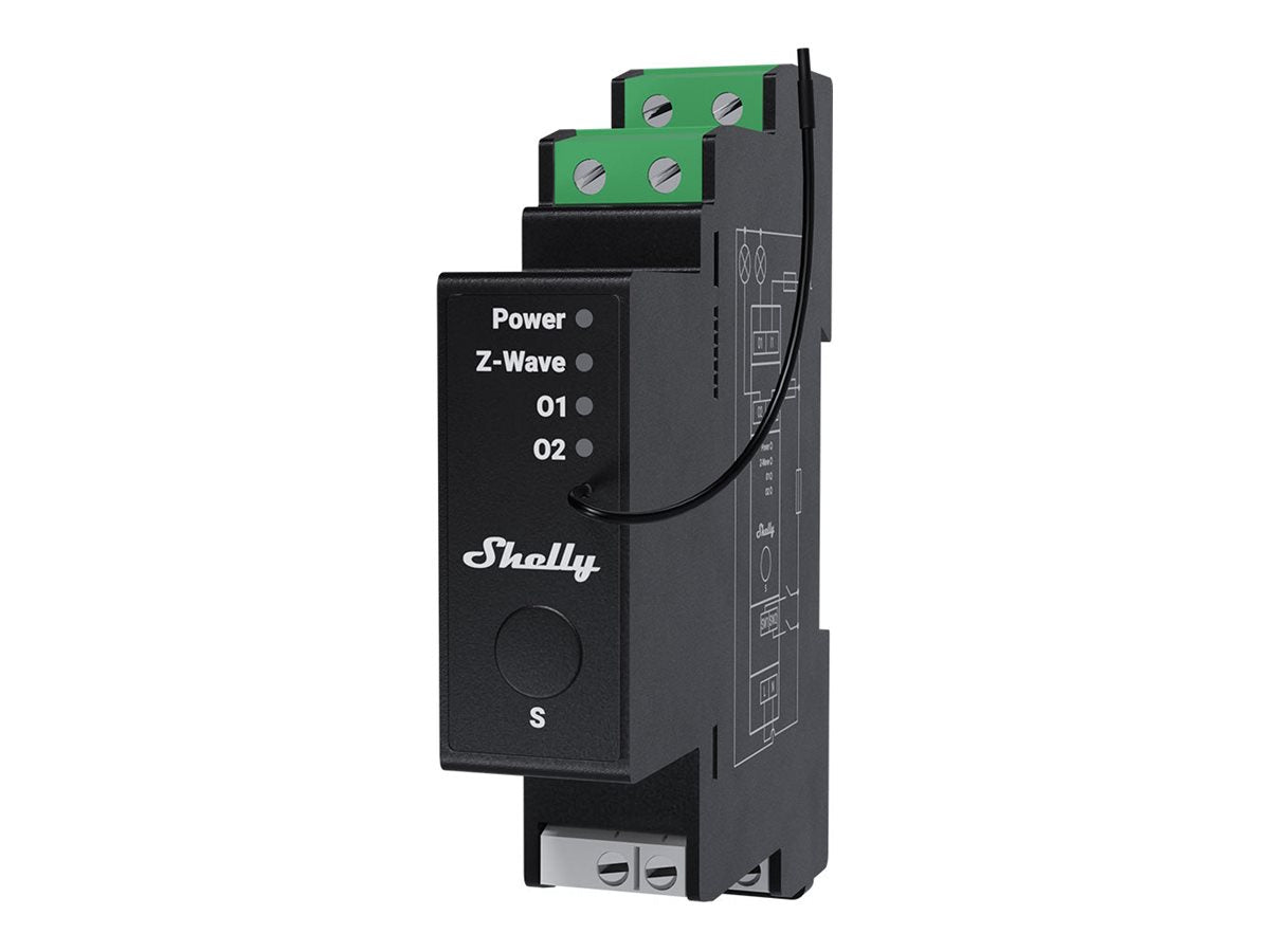 SHELLY Wave Pro 2PM LR Support DIN-Rail 2-Channel Power Monitoring Smart Switch // QUSW-0A2P16EU