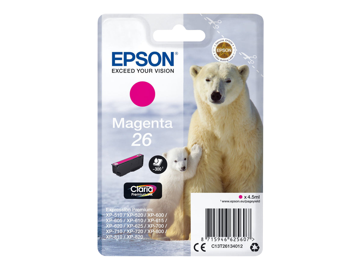 EPSON 1LB 26 ink cartridge magenta standard capacity 4.5ml 300 pages 1-pack RF-AM blister w/s