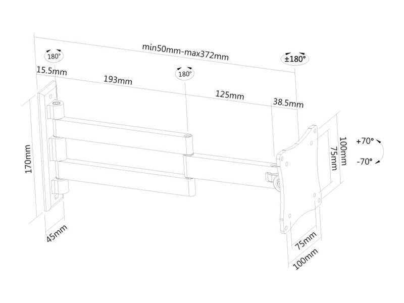 NEOMOUNTS FPMA-W830BLACK Support décran mural 10-27p - orientable