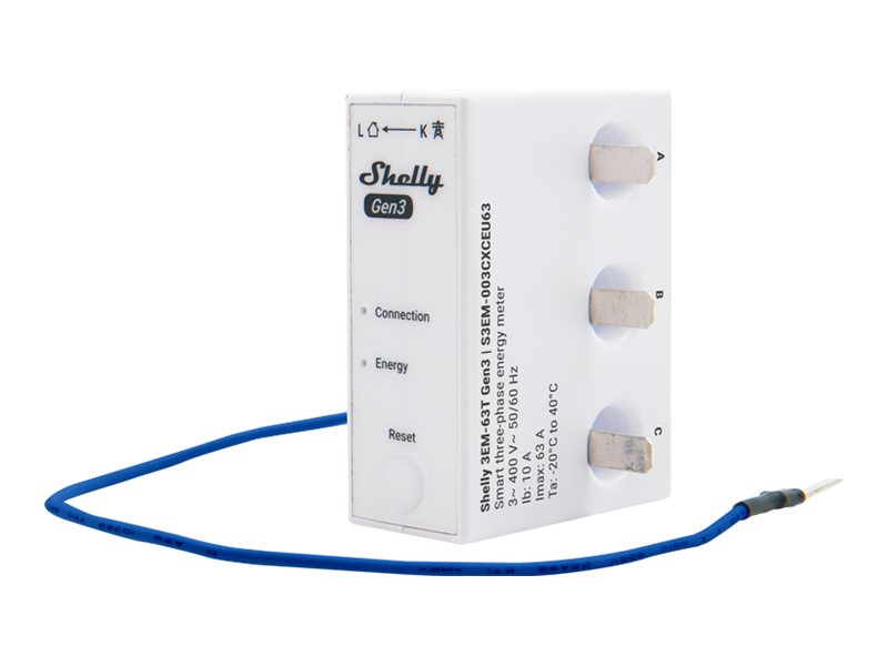 SHELLY 3EM-63T Gen3 WLAN 3-Phase 63A Energy Meter