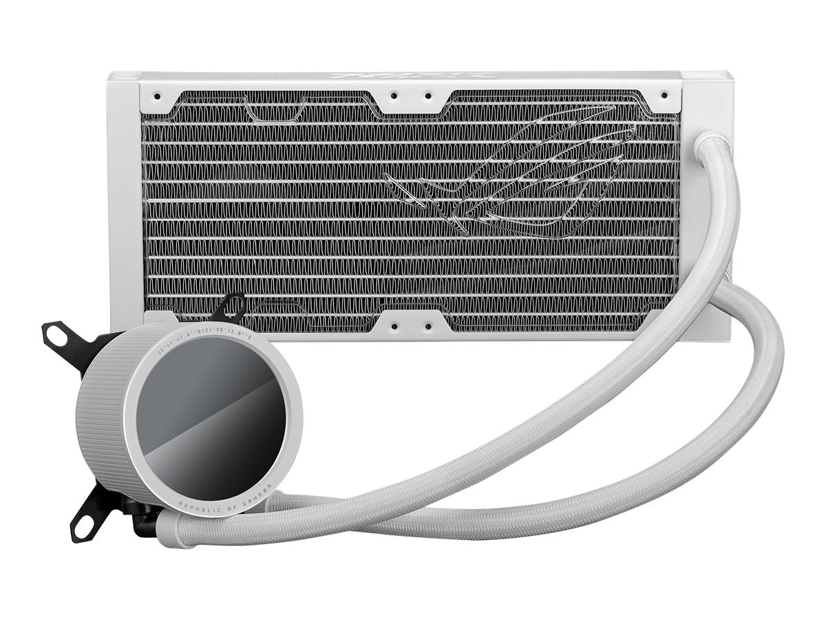 ASUS ROG RYUO III 240 ARGB white edition all-in-one CPU liquid cooler with Asetek 8th gen pump solution and Anime Matrix LED Display