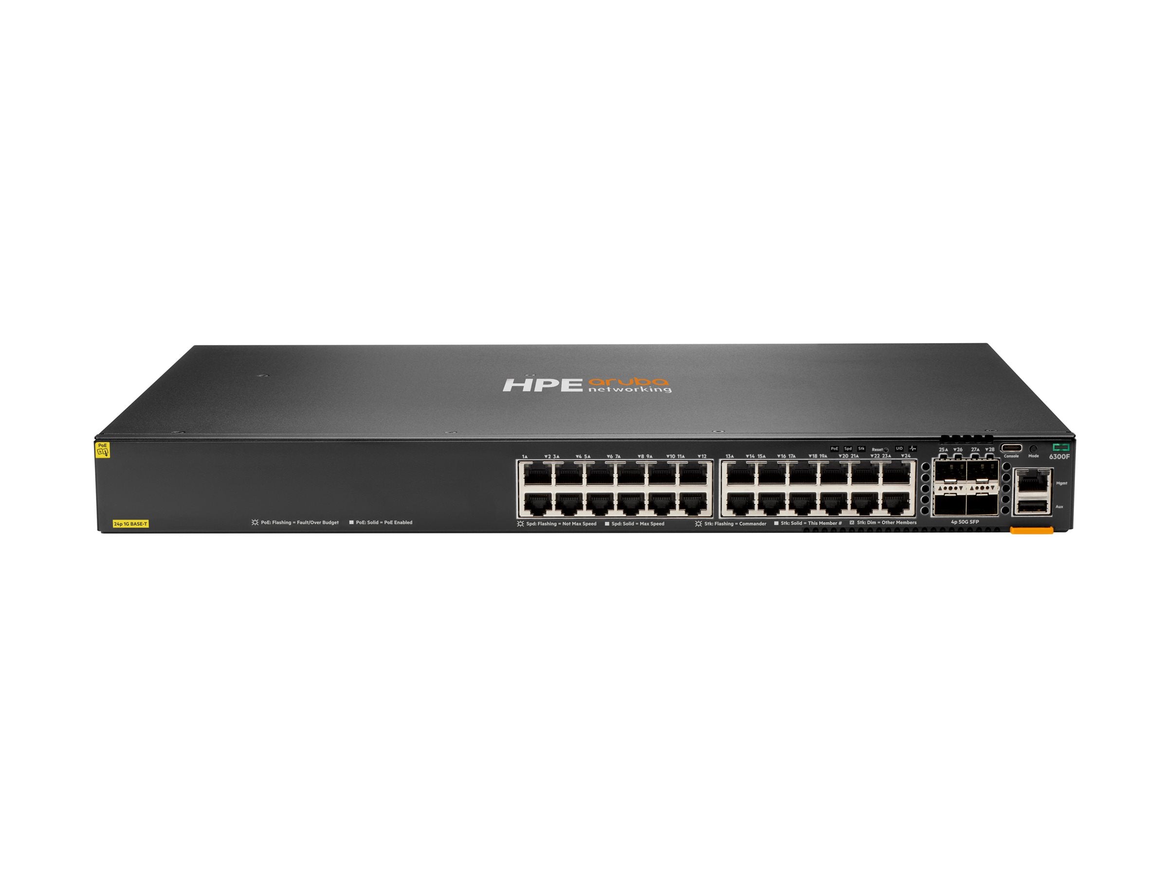 HPE Aruba 6300F 24-port 1GbE Class 4 PoE and 4-port SFP56 Switch EU en