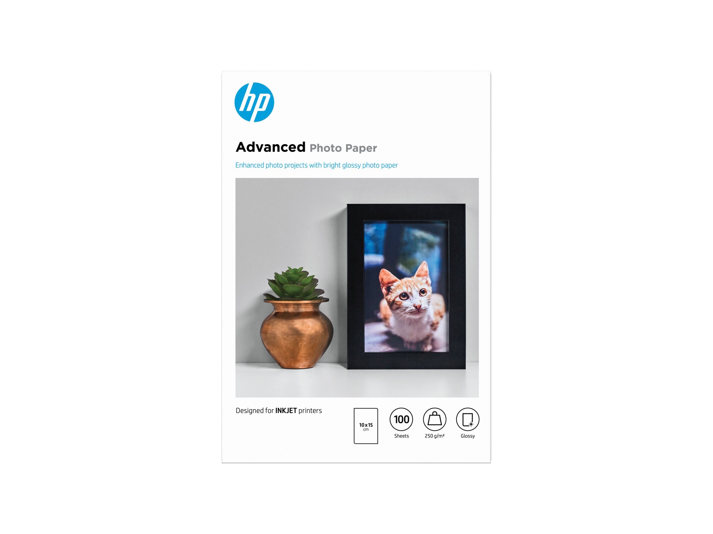 HP original Q8692A Advanced glossy photo paper Ink cartridge 250g/m2 100x150mm 100 sheets 1-pack borderless