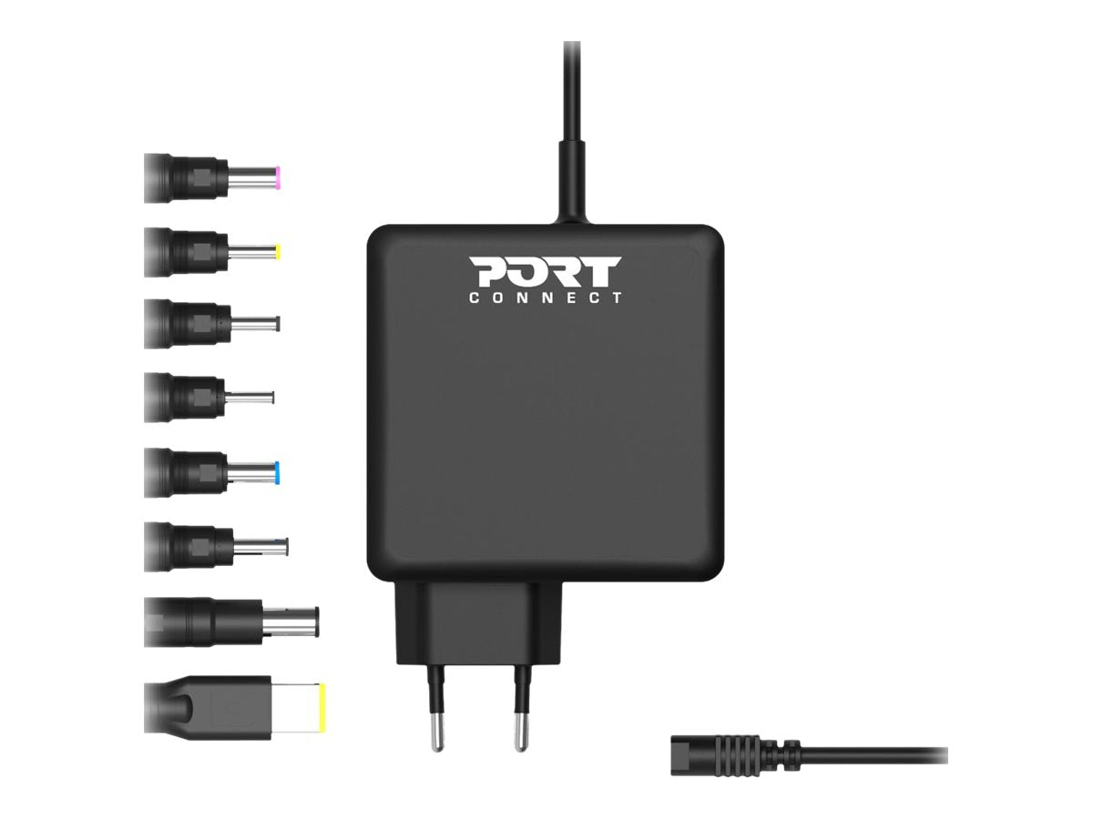 PORT DESIGNS Universal Power Adapter For Notebooks Up To 65W EU Plug 9 Universal Detachable Tips