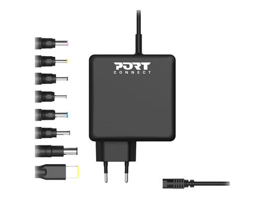 PORT DESIGNS Universal Power Adapter For Notebooks Up To 65W EU Plug 9 Universal Detachable Tips