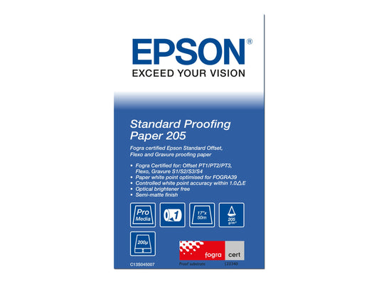 EPSON S045007 Standard proofing  papier inkjet 205g/m2 432mm x 50m 1 rouleau pack de 1