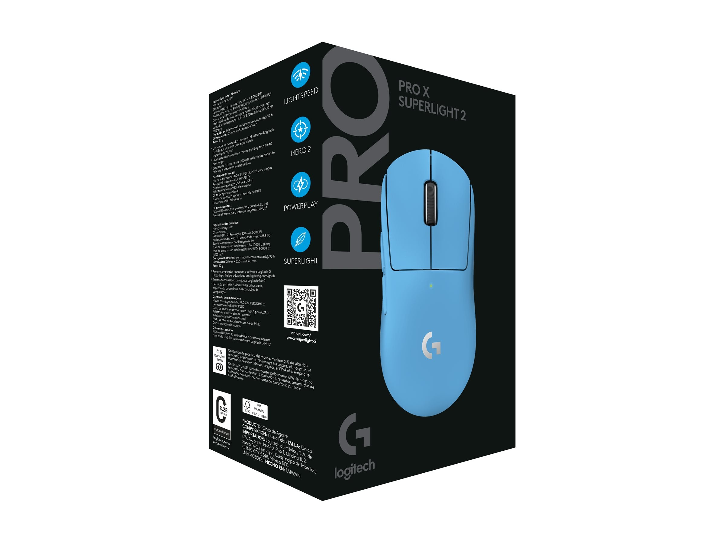 LOGITECH G PRO X SUPERLIGHT 2 LIGHTSPEED Gaming Mouse - CYAN