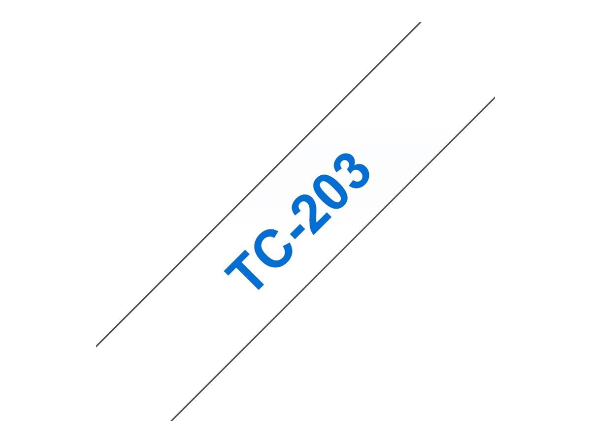 BROTHER P-TOUCH TC-203 bleu sur blanc 12mm