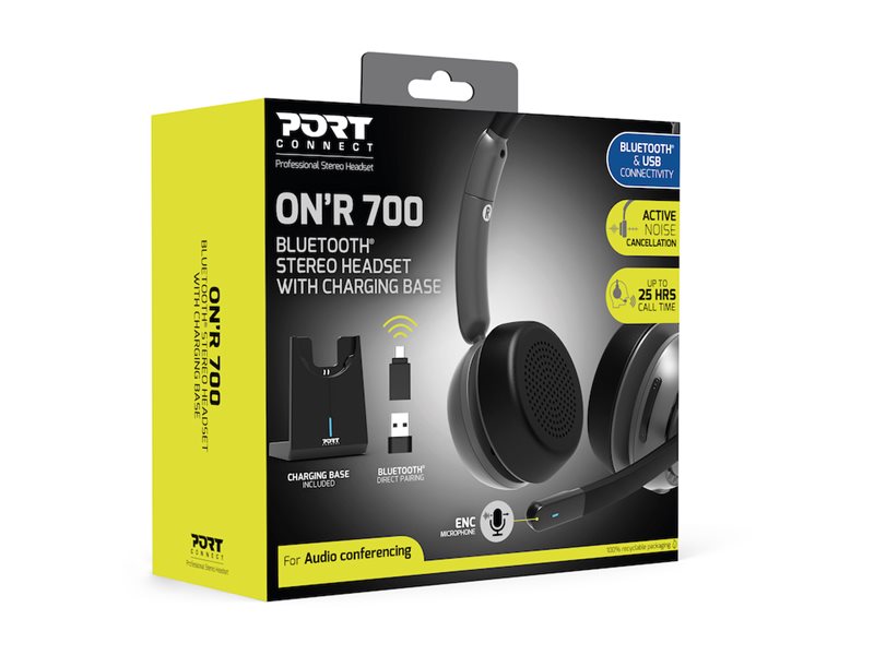 PORT DESIGNS Binaural Headset Bluetooth With Base - Pro