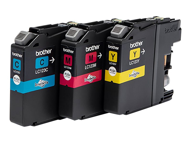 BROTHER LC-123 cartouche dencre cyan, magenta et jaune capacité standard 1-pack blister sans alarme
