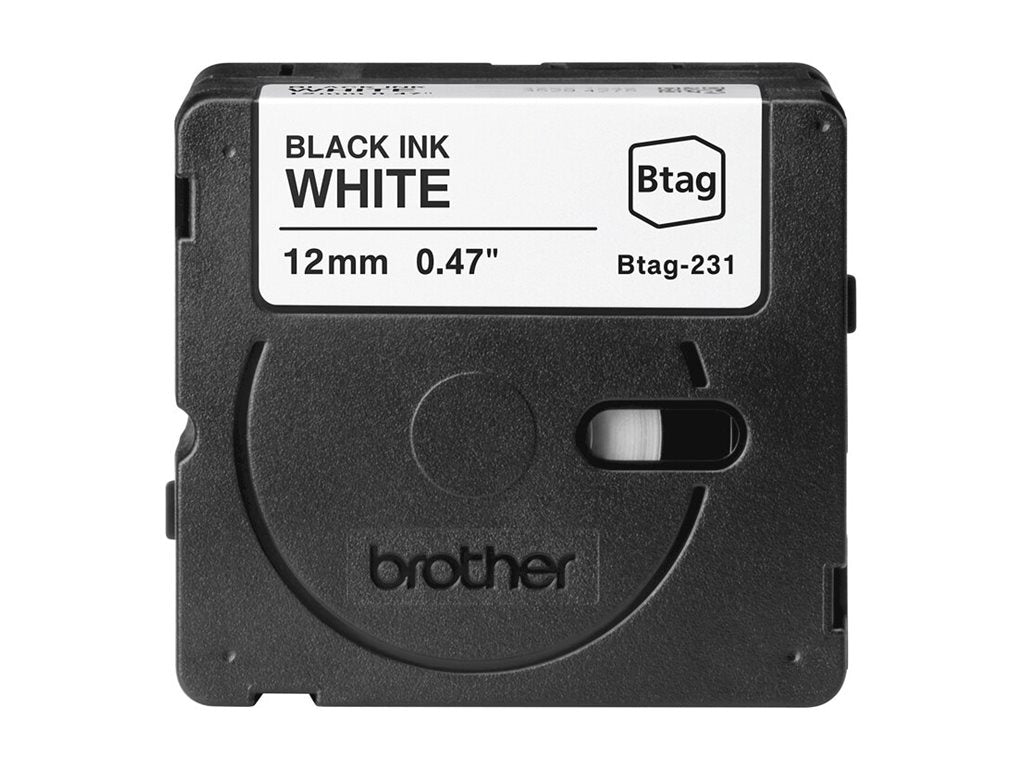 BROTHER 12MM BTAG231 Ribbon Black on White