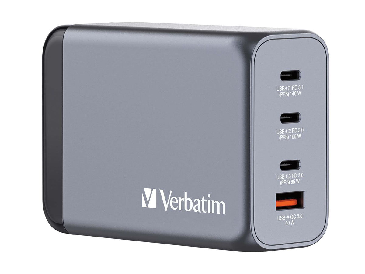 VERBATIM GNC-240 GAN CHARGER 4 PORT 240W USB A/C EU/UK/US WCF (P)