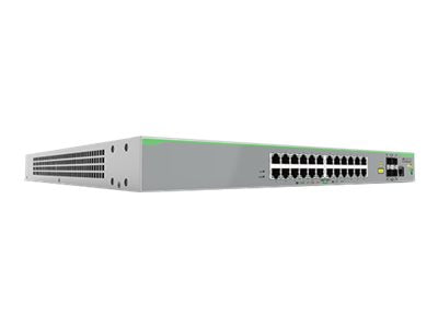 ALLIED 24x 10/100T POE+ ports and 4x 100/1000X SFP 2 for Stacking Fixed dual AC power supply EU Power Cord