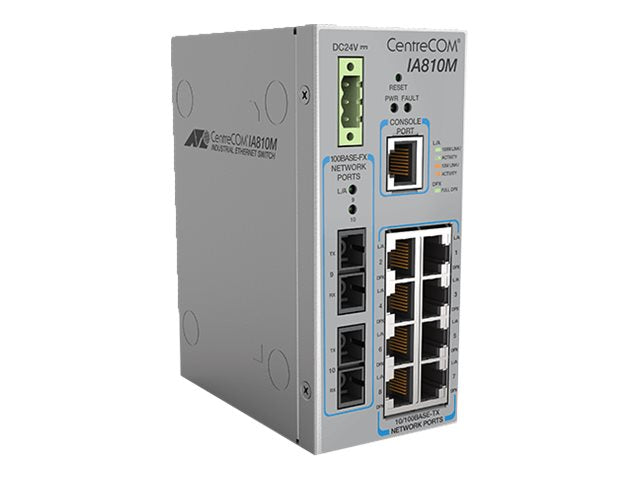 ALLIED Industrial managed switch with 8 10BASE-T/100BASE-TX ports plus x 100BASE-FX Optical Ports
