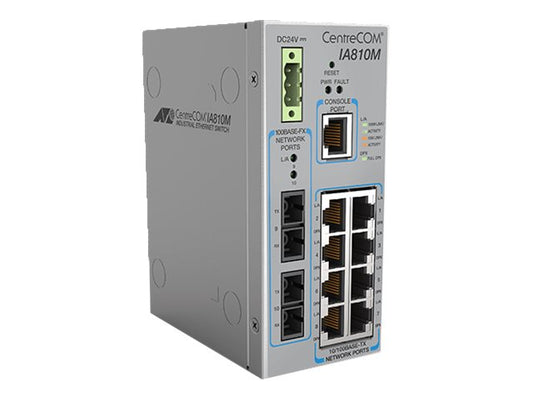 ALLIED Industrial managed switch with 8 10BASE-T/100BASE-TX ports plus x 100BASE-FX Optical Ports