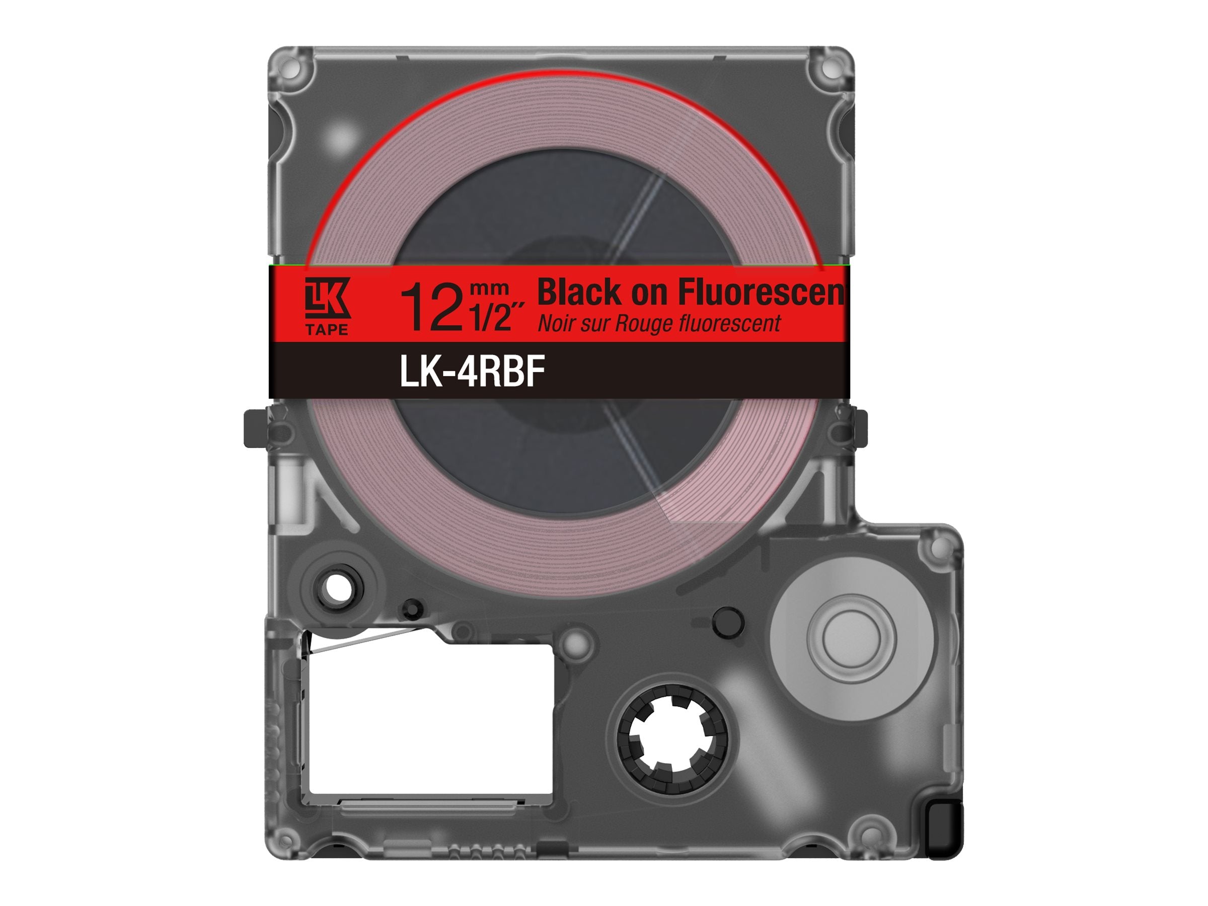 EPSON Colour Tape Fluorescent Red/Black 12mm 5m LK-4RBF
