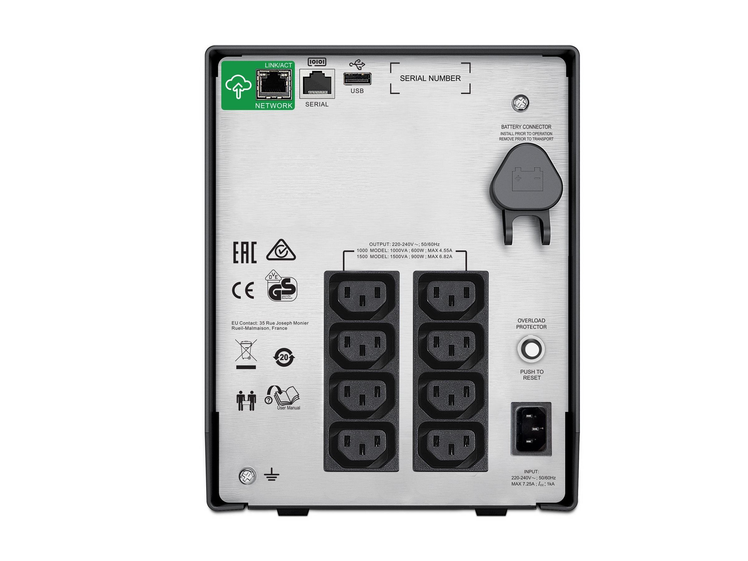 APC Smart-UPS SMC1000IC UPS AC 220/230/240V 600Watt 1000VA USB output connectors 8 Black