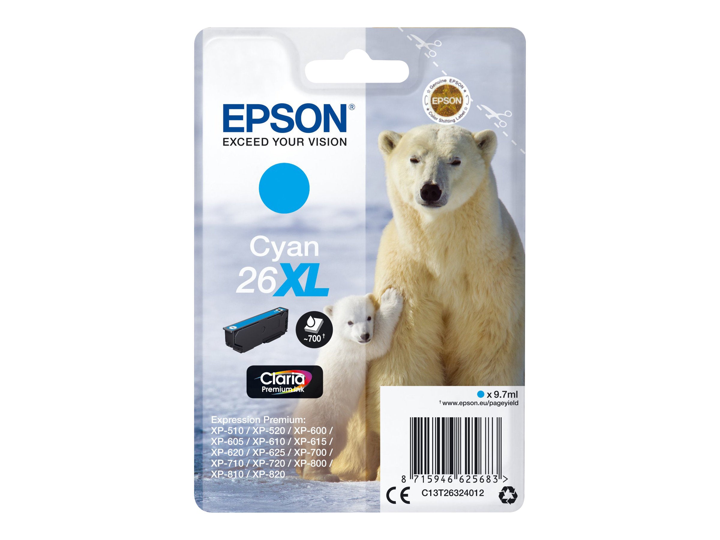 Ink/26XL Polar Bear 9.7ml CY