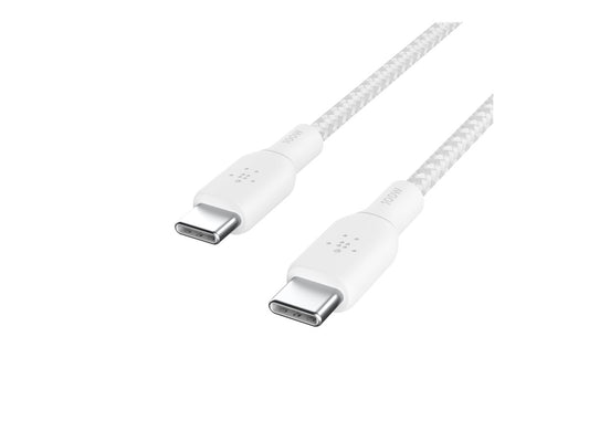 BELKIN 100w USB-C to USB-C Braided Cable 2M White