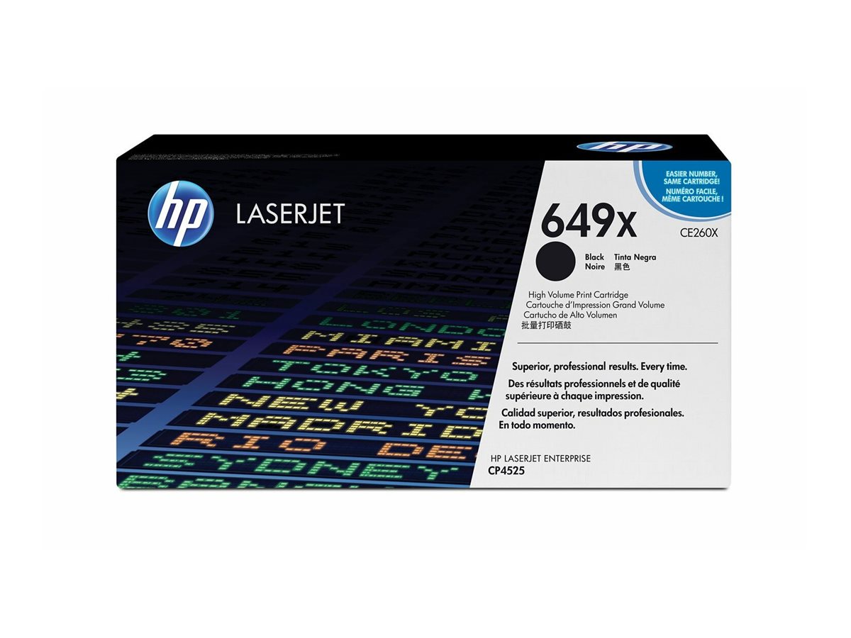 HP 649X original Color LaserJet Toner cartridge CE260X black high capacity 17.000 pages 1-pack