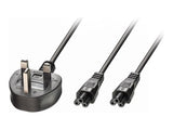 LINDY 2.5m UK 3 Pin to 2x C5 Y Cable