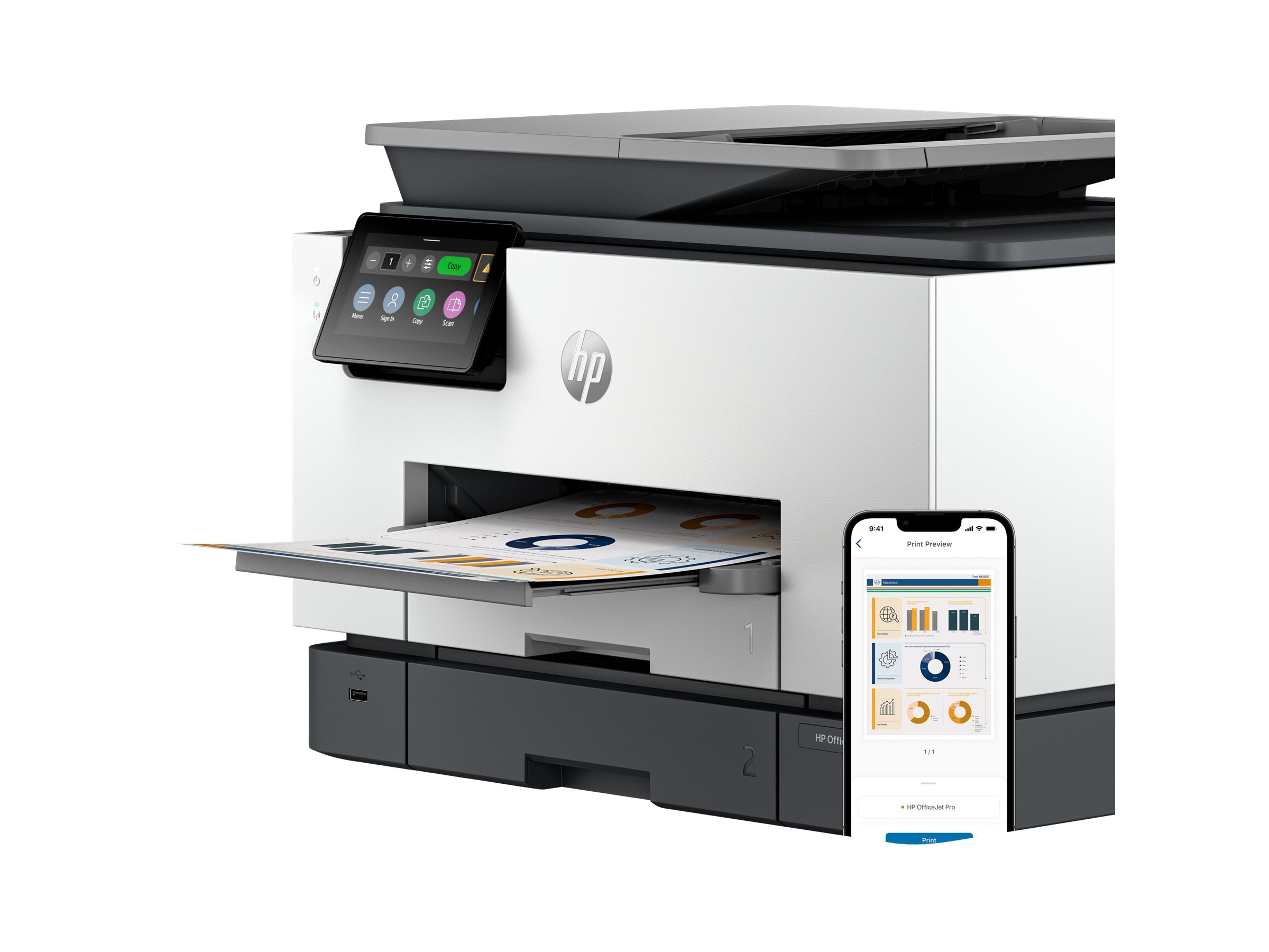 HP Officejet Pro 9130b All-in-One MFP colour ink-jet A4 23ppmcopy 25ppmprint 250 sheets USB2.0 LAN Wi-Fi imprimante multifonction