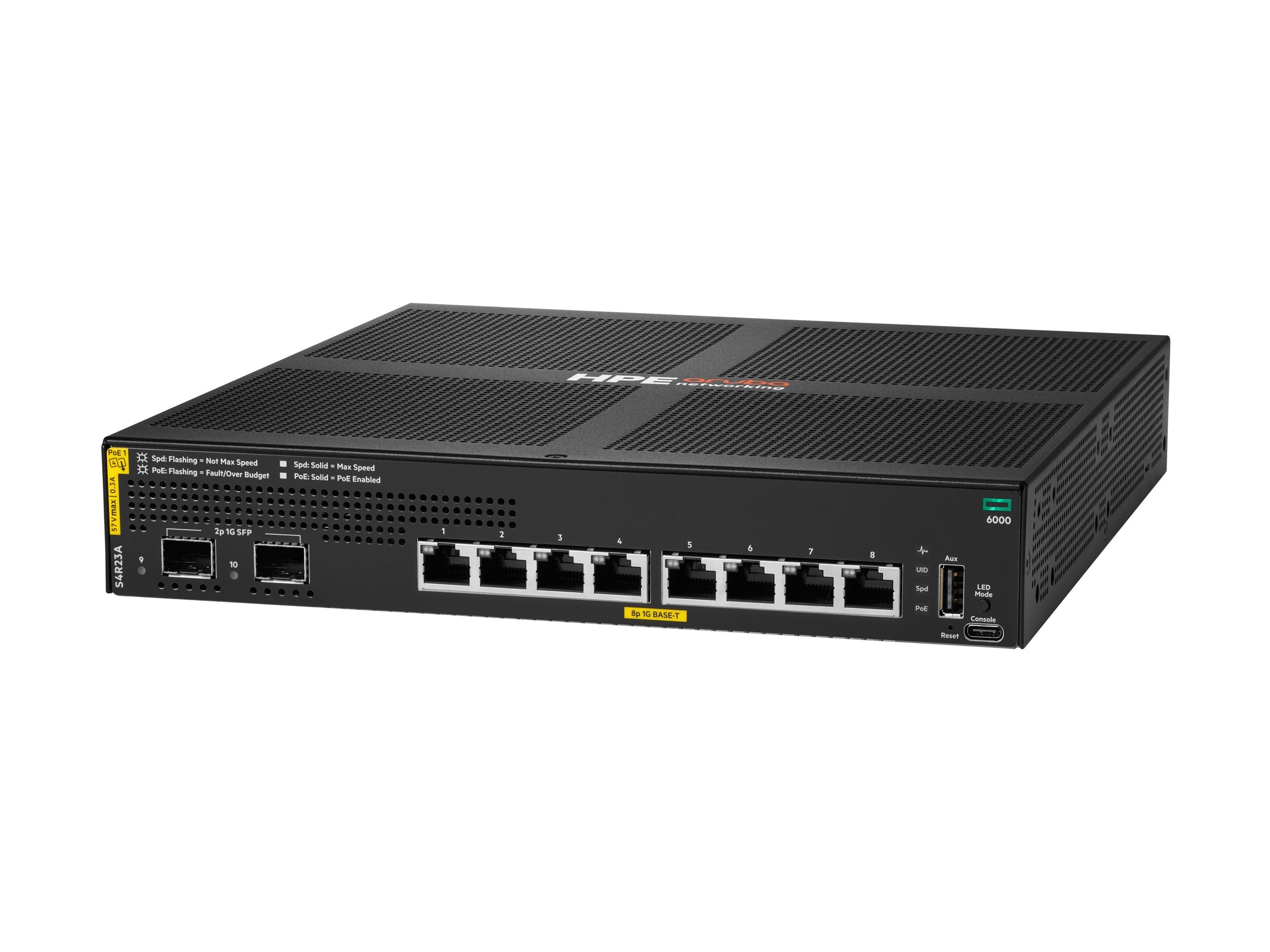 HPE Aruba Networking CX 6000 8p 10M/100M/1G Class4 PoE 2p SFP 1G 67W Switch EU en