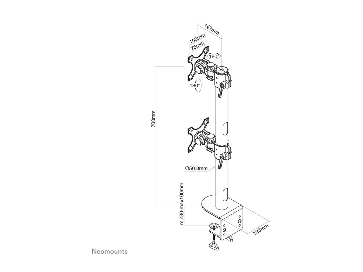 NEOMOUNTS FPMA-D960DVBLACKPLUS Support décran à fixer 17-49p - installation verticale