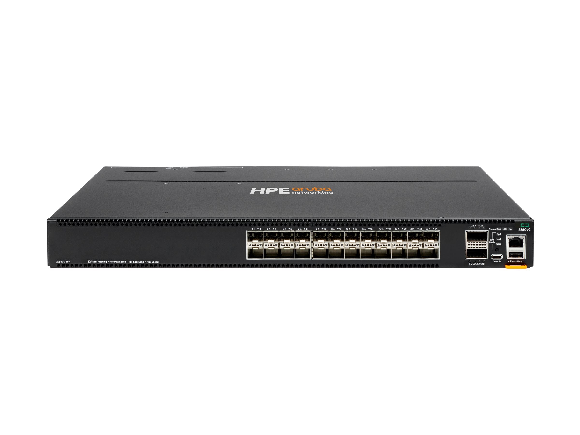 HPE Aruba 8360-24XF2C v2 24p 10G SFP/SFP+ 2p 100G QSFP+/28 Front-to-Back 3 Fans 2 AC Bundle