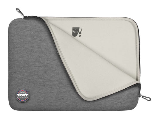 PORT DESIGNS Trendy Cotton Neoprene Laptop Sleeve 13p-14p L-shaped opening for easy access Stretchy cotton neoprene material Grey