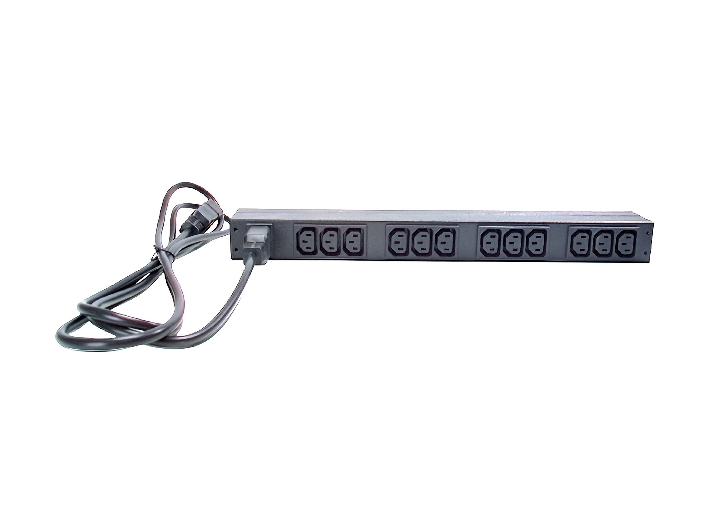 APC Basic Rack-Mount PDU Rack AC 208/230V input IEC 60320 C20 output connectors 12 power IEC 60320 C13 1U 19 2.49m cord BK