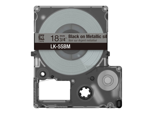 EPSON Metallic Tape Silver/Black 18mm 9m LK-5SBM