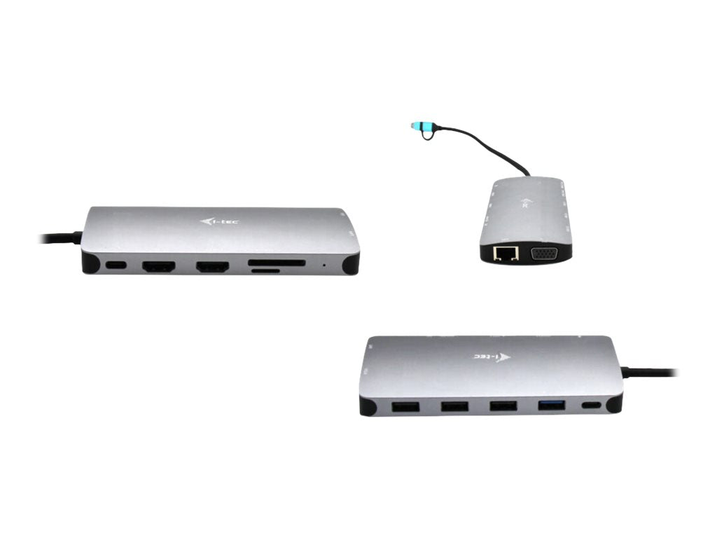 I-TEC USB-C Metal Nano Dock 2xHDMI 1xVGA 1xSD Cardreader 1xmicroSD Cardreader 1xGLAN 3xUSB 2.0 1xUSB 3.2 1xUSB-C3.2Data 1xUSB-C PD