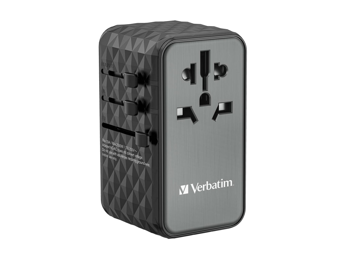 VERBATIM GAN III UNIVERSAL TRAVEL ADAPTER UTA-06 WITH 2 X USB-C PD 100W & QC 4+ / 2 X USB-A QC 3.00 WCF (P)